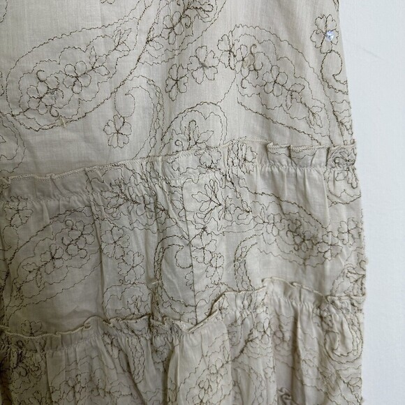 Unbranded Beige Skirt Tiered‎ Floral Embroidered Size 12 Knee Length Side Zipper - Picture 9 of 10